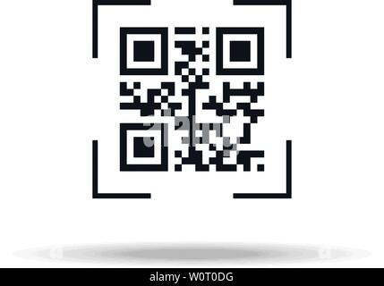 QR icona di scansione. Concetto di codificare, matrice, ecommerce, software, accesso, marketing, la scansione. Isolato su sfondo bianco. Appartamento di stile moderno e di tendenza logo design illustrazione vettoriale EPS, 10 Illustrazione Vettoriale