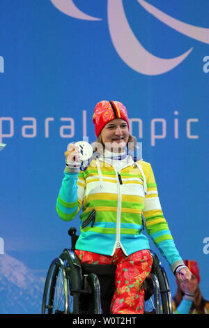 Anna-Lena Forster gewann Silber im Slalom - Rosa Khutor Sci Alpino 6. Tag Sotschi Paralimpiadi Paralimpiadi Sotschi 2014 / Giochi Paralimpici Invernali Sochi 2014 Foto Stock