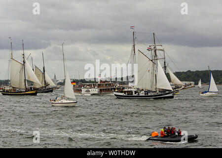 Kiel, Germania - 23 Giugno 2018: impressioni di Tall Ship Parade durante la settimana di Kiel 2018 Foto Stock