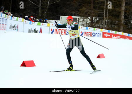 Eric Frenzel (SSV Geyer) beim Teamsprint Combinata Nordica Nordische FIS SKI-WM 2019 in Seefeld Foto Stock