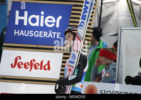 Ryoyu Kobayashi (Giappone /JAP) beim Team misti Skispringen, Nordische FIS SKI-WM 2019 in Seefeld Foto Stock