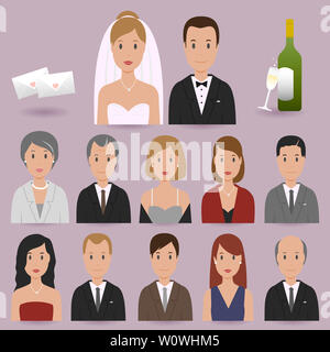 Doccia per matrimoni con sposi, sposi e ospiti di matrimoni. Ricevimento nuziale. Foto Stock