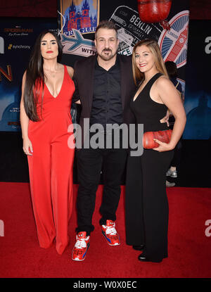 HOLLYWOOD, CA - 26 giugno: (L-R) Izabel Araujo, Joey Fatone e Briahna Joely Fatone assistere alla premiere di Sony Pictures' "ragno-uomo lontano da casa a TCL teatro cinese il 26 giugno 2019 in Hollywood, la California. Foto Stock