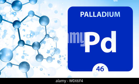 Palladio 46 Chimica elemento della tavola periodica. Molecola e la comunicazione dello sfondo. Chemical Pd, laboratorio di scienza e di sfondo. Essenziale chem Foto Stock