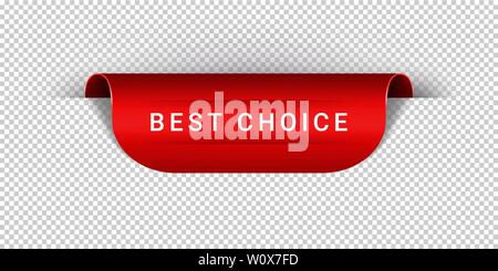 Scelta migliore vettore Sticker, tag, Banner, etichetta, segno o nastro rosso realistici in stile origami vettore di nastro di carta per Banner Web o stampa di poster. Eps 10 Illustrazione Vettoriale