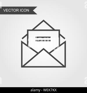 Busta aperta con una lettera all'interno line icona. Vettore mail stile lineare per la pagina del sito web, marketing mobile app, elemento di design, il logo sul retro isolato Illustrazione Vettoriale