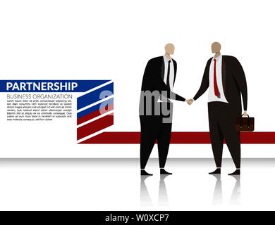 Corporation business partnership. due imprenditori agitare manualmente per fare un accordo di partnership di organizzazione aziendale, imprenditore moderno char Illustrazione Vettoriale