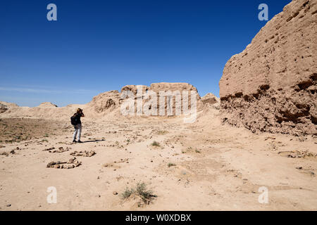 Uzbekistan,.Il più grande le rovine dei castelli di antica Khorezm - Ayaz - Kala Foto Stock