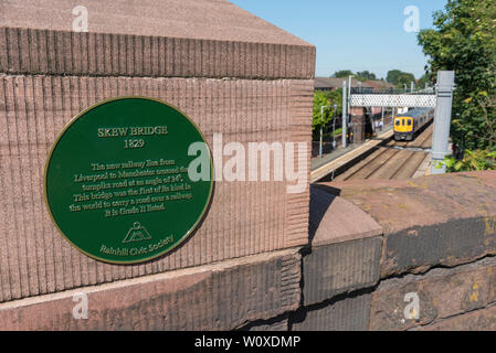 Rainhill stazione. Dove il Rainhill esperimenti sono stati eseguiti in ottobre 1829 Foto Stock