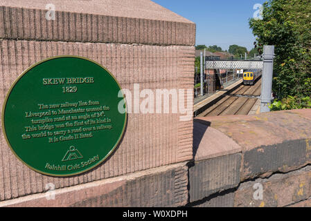 Rainhill stazione. Dove il Rainhill esperimenti sono stati eseguiti in ottobre 1829 Foto Stock