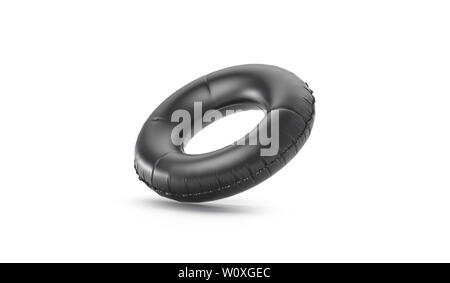 Nero bianco anello di nuotare senza gravità mockup isolato, rendering 3d. Chiara cerchio scuro mock up per rilassarsi sulla crociera. Svuotare estate ciambella gonfiabile. Cl Foto Stock