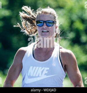 ARNHEM , 27-06-2019 , Papendal training center , Dafne Schippers durante la 4 x 100m formazione relè olandese del team Foto Stock