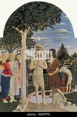 Piero della Francesca - Battesimo Cristo 1450 Foto Stock