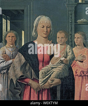 Piero della Francesca - Madonn Senigalli bambino con due angeli C 1470 Foto Stock