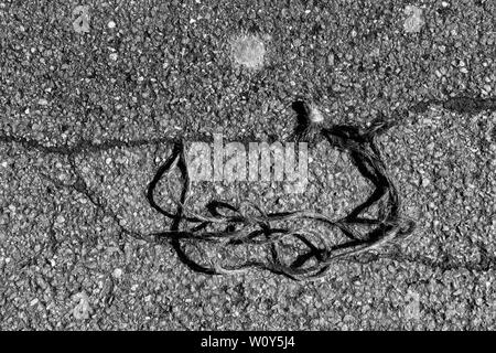 Spago su asfalto, paesaggio di fantasia Foto Stock