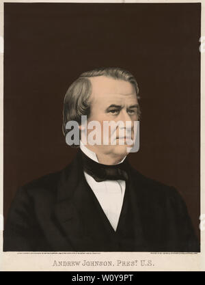 Andrew Johnson (1808-75), il diciassettesimo Presidente degli Stati Uniti, la testa e le spalle ritratto, litografia di Bingham & Todd, Hartford, Connecticut, 1866 Foto Stock