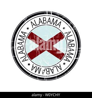 Grande stato di Alabama postale timbro di gomma, oggetto vettore su sfondo bianco Illustrazione Vettoriale
