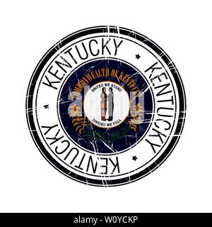 Grande Stato del Kentucky postale timbro di gomma, oggetto vettore su sfondo bianco Illustrazione Vettoriale