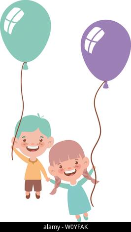 Giovane baby sorridente con palloncino elio in mano Illustrazione Vettoriale