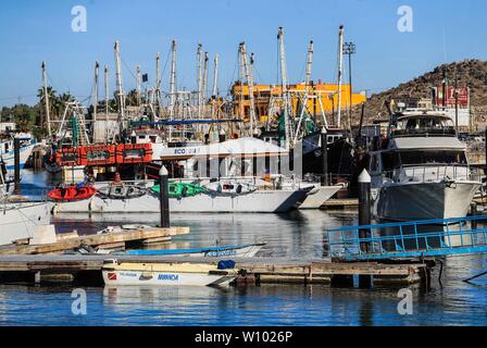 La pesca barche e yacht il parcheggio nel mare di Puerto Peñasco, Sonora, Messico. Il mare Foto Stock