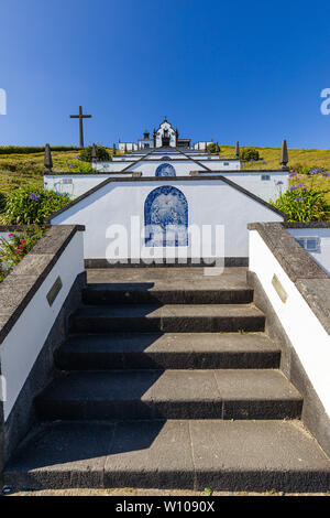 Nostra Signora della Pace Cappella su Vila Franca do Campo, isola Sao Miguel, arcipelago delle Azzorre, Portogallo Foto Stock