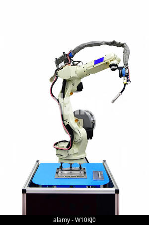 Mano robotica di macchina utensile per l'industria isolati su sfondo bianco Foto Stock