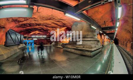 La stazione della metropolitana Radhuset, Tunnelbana, Stoccolma, Svezia Foto Stock