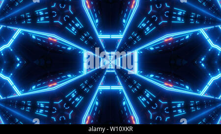 Rosso Blu fantascienza kalaidoscope con pattern luminosi Foto Stock