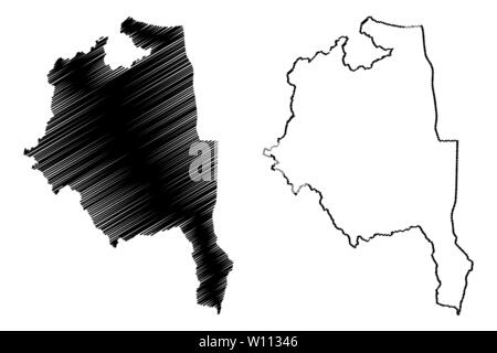 La regione centrale del Malawi (Repubblica del Malawi, regioni del Malawi, le divisioni amministrative) mappa illustrazione vettoriale, scribble schizzo Regione centrale mappa Illustrazione Vettoriale