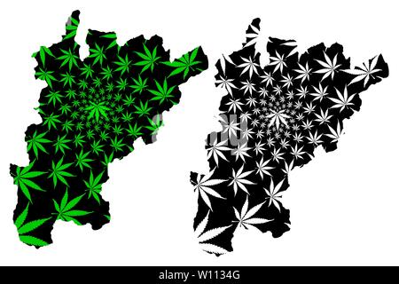 Uri (Cantoni della Svizzera, cantoni e Confederazione svizzera) mappa è progettato Cannabis leaf verde e nero, il Cantone di Uri mappa fatta di marijuana (m Illustrazione Vettoriale