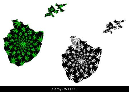 Appenzello Interno (Cantoni, Confederazione svizzera) mappa è progettato Cannabis leaf verde e nero, cantone di Appenzell Inner-Rhodes mappa fatta di Illustrazione Vettoriale