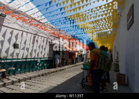 Decorazione per strada nel Getsemani quartiere di Cartagena de Indias, Colombia Foto Stock