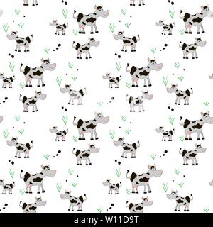 Animali cartoon di vacca , cartoon seamless sfondo pattern Illustrazione Vettoriale