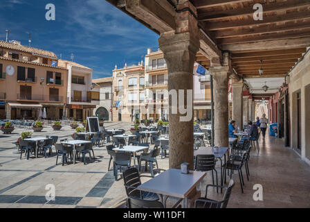 Cafe a Placa Major in Sant Mateu Maestrat, regione, provincia di Castellon, Comunità di Valencia, Spagna Foto Stock