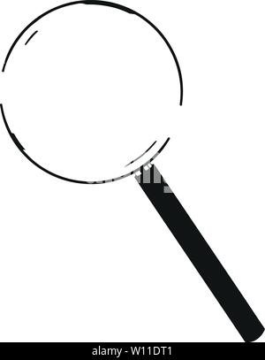 Lente di ingrandimento Doodle Icona. Simbolo di ricerca. Mano bozzetto nel vettore. Illustrazione Vettoriale