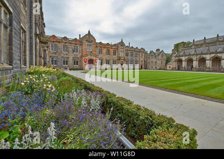 ST ANDREWS UNIVERSITY FIFE SCOZIA ST SALVATORS COLLEGE il prato e il quadrangolo e fiore giardino in estate Foto Stock