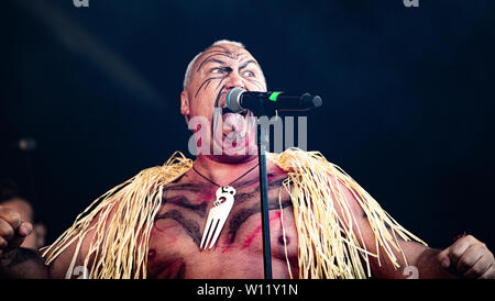 Copenaghen, Danimarca - Giugno 21st, 2019. Artiglieria aliena, l'heavy metal rock band da Nuova Zelanda, esegue un concerto dal vivo durante il danese heavy metal festival Copenhell 2019 a Copenaghen. (Photo credit: Gonzales foto - Pietro Troest). Foto Stock