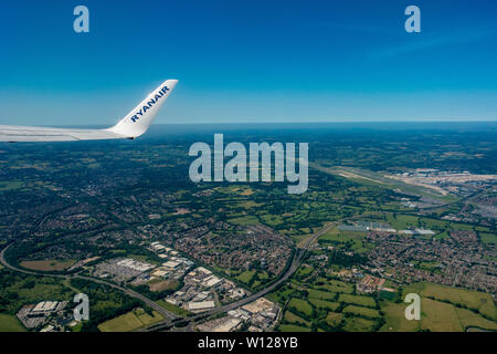 Fotografia aerea dell'aeroporto di Manchester dal di sopra con i piloti viewpoint Foto Stock