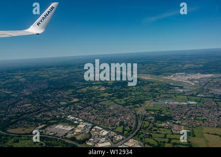 Fotografia aerea dell'aeroporto di Manchester dal di sopra con i piloti viewpoint Foto Stock