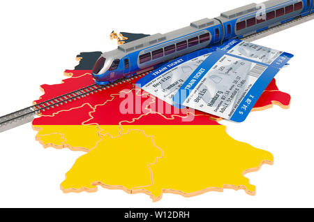 Viaggio in treno in Germania, concetto. 3D rendering isolati su sfondo bianco Foto Stock