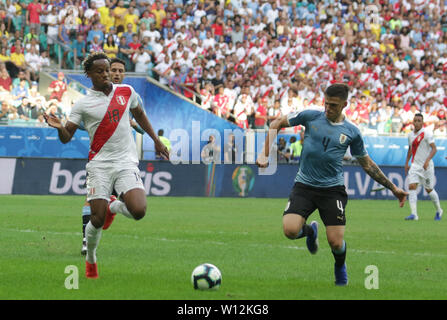 Salvador, Brasile. Il 29 giugno, 2019. Uruguay Perù, valida per i quarti di finale della Copa America 2019, Terrà questo Sabato (29) alla Fonte Nova Arena in Salvador, Bahia, Brasile. Credito: Tiago Caldas/FotoArena/Alamy Live News Foto Stock