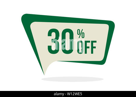 Stile moderno sconto vendita vettore Tag 30% Off Promozione Modello di badge. Appartamento Design etichetta. Foto Stock