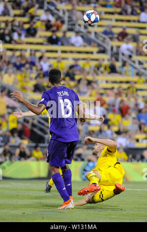 Sabato, Giugno 29, 2019: città di Orlando avanti Tesho Akindele (13) la prima metà della partita tra la città di Orlando e Columbus Crew SC a MAPFRE Stadium, in Columbus OH. Obbligatorio Photo credit: Dorn Byg/Cal Sport Media. La città di Orlando 2 - Columbus Crew SC 0 alla fine della partita Foto Stock