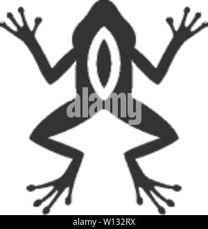 Laboratorio di icona di rana in colore singolo. Esperimento di scuola lezione di biologia studio Illustrazione Vettoriale