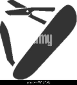 Icona Multitool in colore singolo. Campeggio multifunzione multiuso di sopravvivenza sharp riparazione Illustrazione Vettoriale