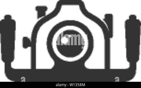 Fotocamera Subacquea icona nel singolo colore. Fotografia di acqua di mare diving documentatore animale Illustrazione Vettoriale