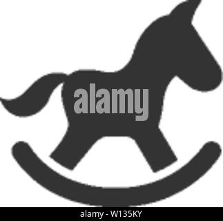 Cavallo a dondolo icona giocattolo in singolo colore grigio. Tipi giocando i giochi di equitazione Illustrazione Vettoriale