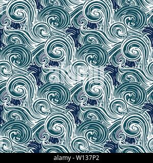 Le onde del mare. Disegnato a mano illustrazione vettoriale Illustrazione Vettoriale