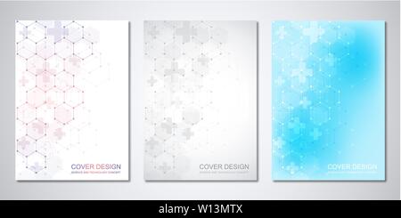 Modelli di vettore per coprire o brochure con esagoni astratto modello. I concetti e le idee per la medicina, sanità, tecnologia, innovazione medicina, sci Illustrazione Vettoriale