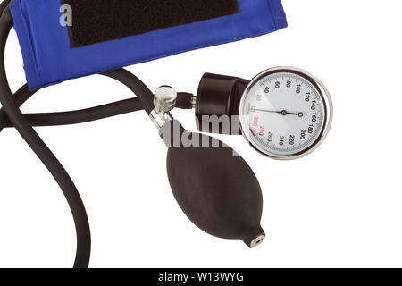 Manuale pressureisolated sangue su sfondo bianco Foto Stock